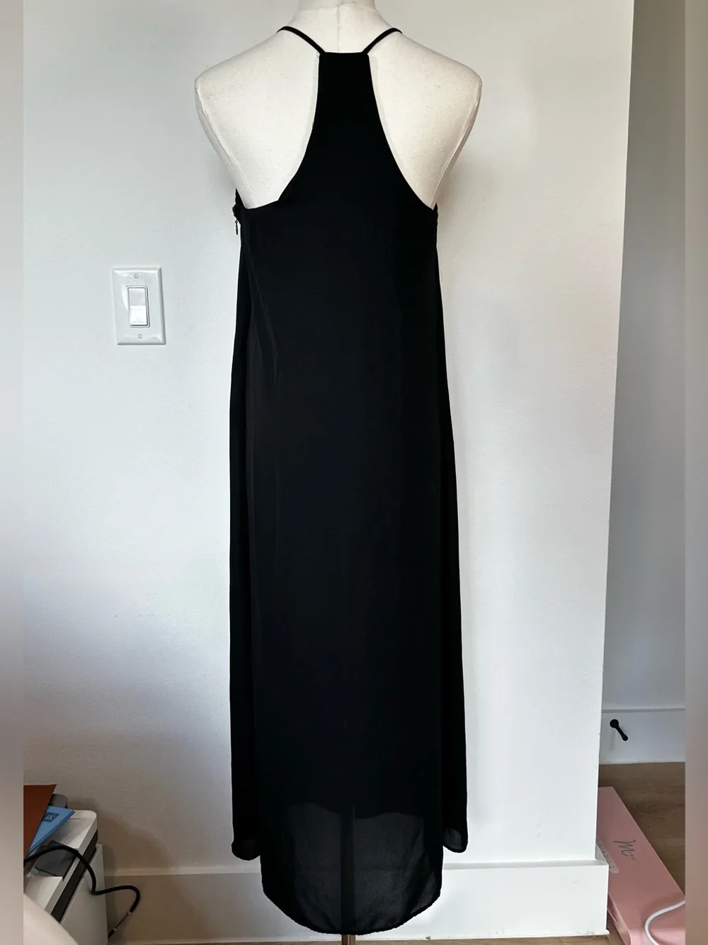 SILENCE + NOISE Black Halter Racerback Midi Slip Dress - Picture 2 of 8
